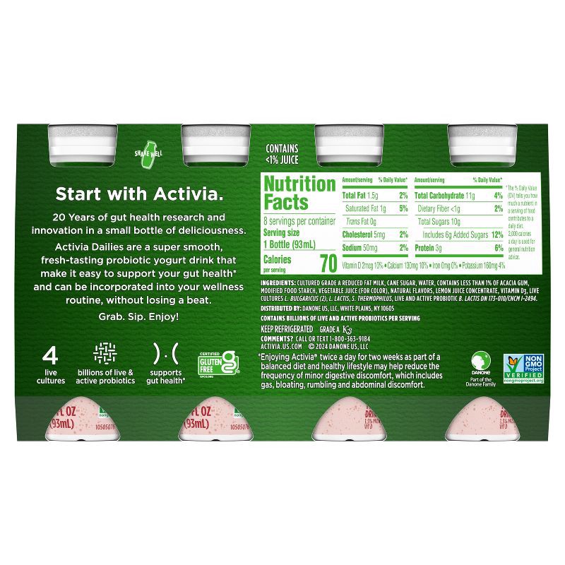 slide 5 of 18, Activia Probiotic Dailies Strawberry Yogurt Drink - 8ct/3.1 fl oz Bottles, 8 ct; 3.1 fl oz