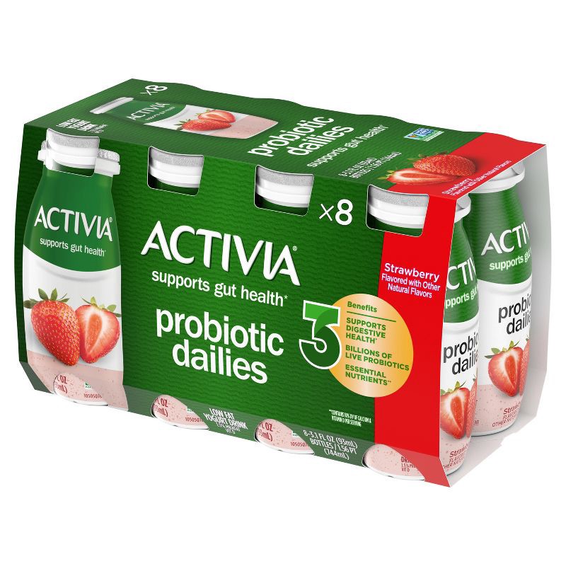 slide 7 of 18, Activia Probiotic Dailies Strawberry Yogurt Drink - 8ct/3.1 fl oz Bottles, 8 ct; 3.1 fl oz