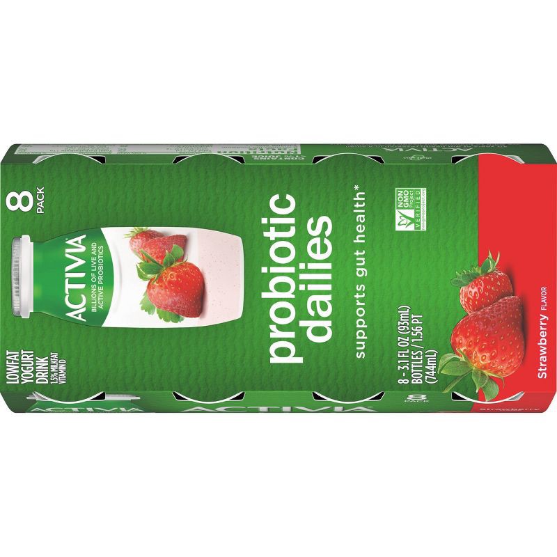 slide 11 of 18, Activia Probiotic Dailies Strawberry Yogurt Drink - 8ct/3.1 fl oz Bottles, 8 ct; 3.1 fl oz