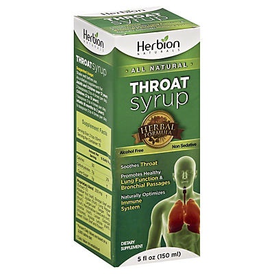 slide 1 of 1, Herbion Naturals ****missing ingredients All Natual Throat Syrup, 5 oz