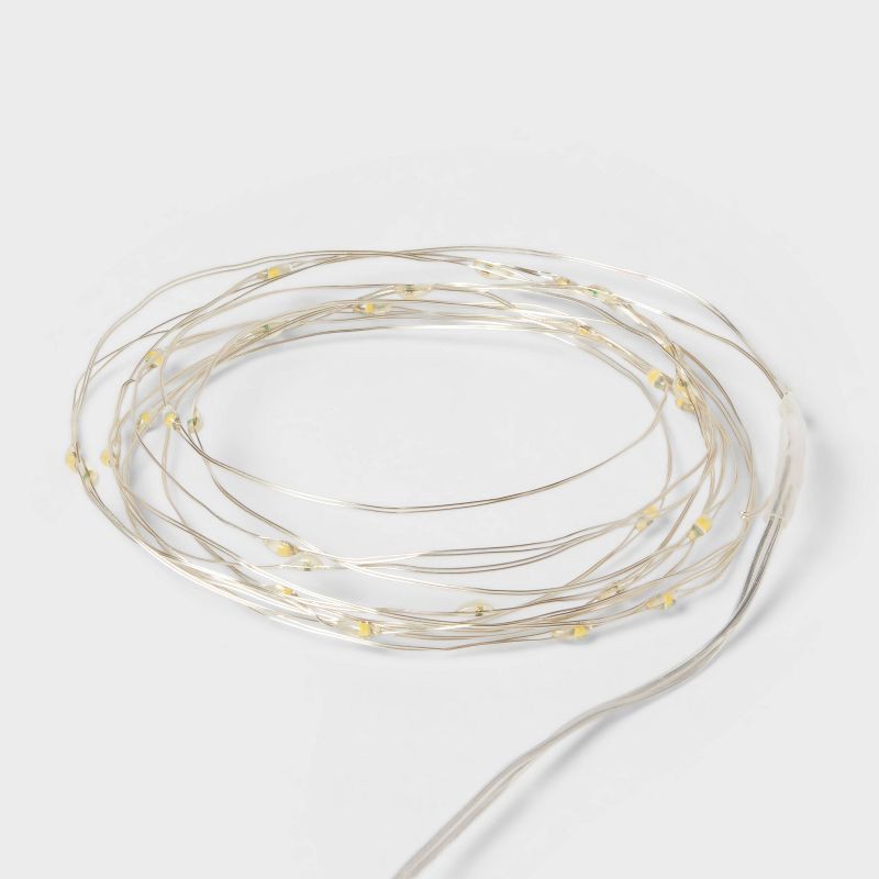 slide 3 of 5, 30ct Battery Operated LED Twinkling Christmas Dewdrop Fairy String Lights Warm White with Silver Wire - Wondershop™, 30 ct