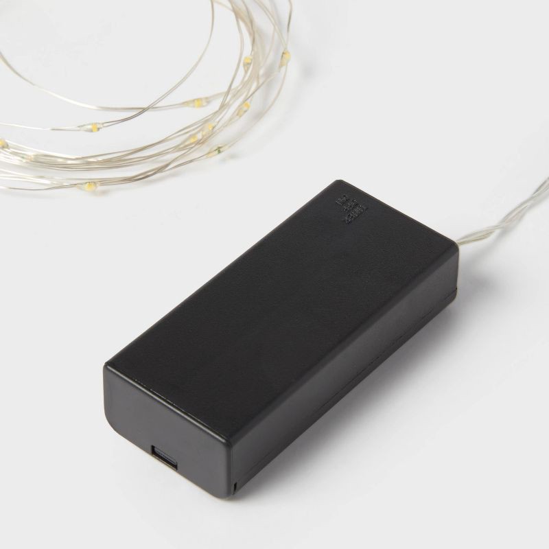 slide 4 of 5, 30ct Battery Operated LED Twinkling Christmas Dewdrop Fairy String Lights Warm White with Silver Wire - Wondershop™, 30 ct