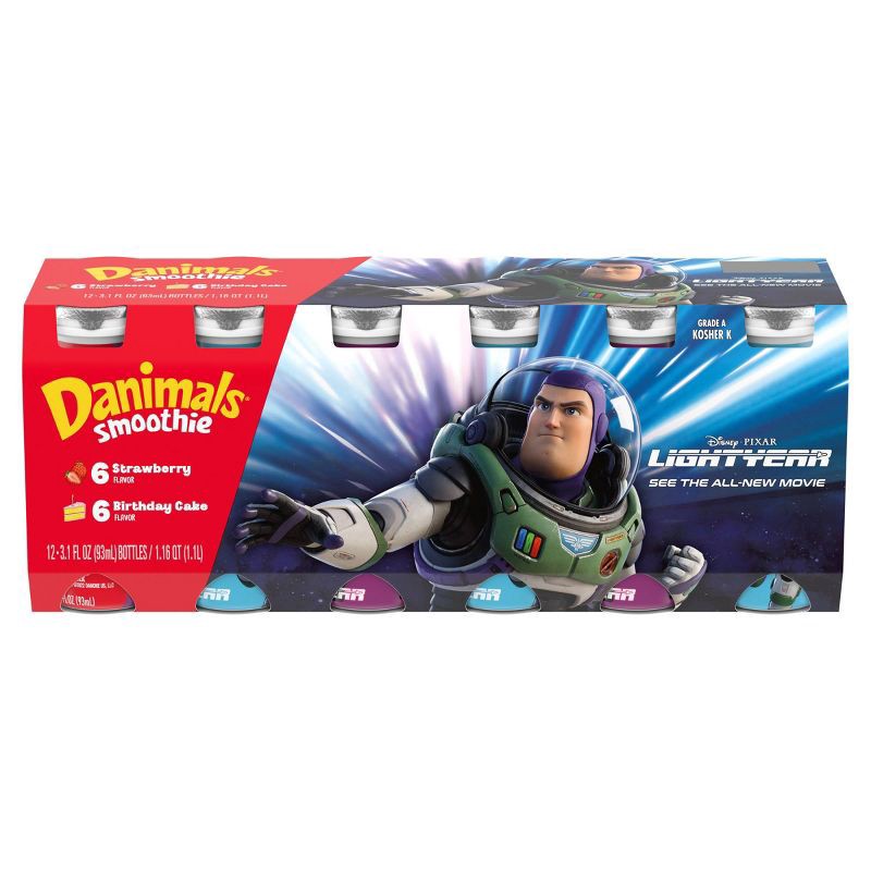 slide 13 of 20, Danimals Strawberry & Birthday Cake Kids' Smoothies - 12ct/3.1 fl oz Bottles, 12 ct; 3.1 fl oz