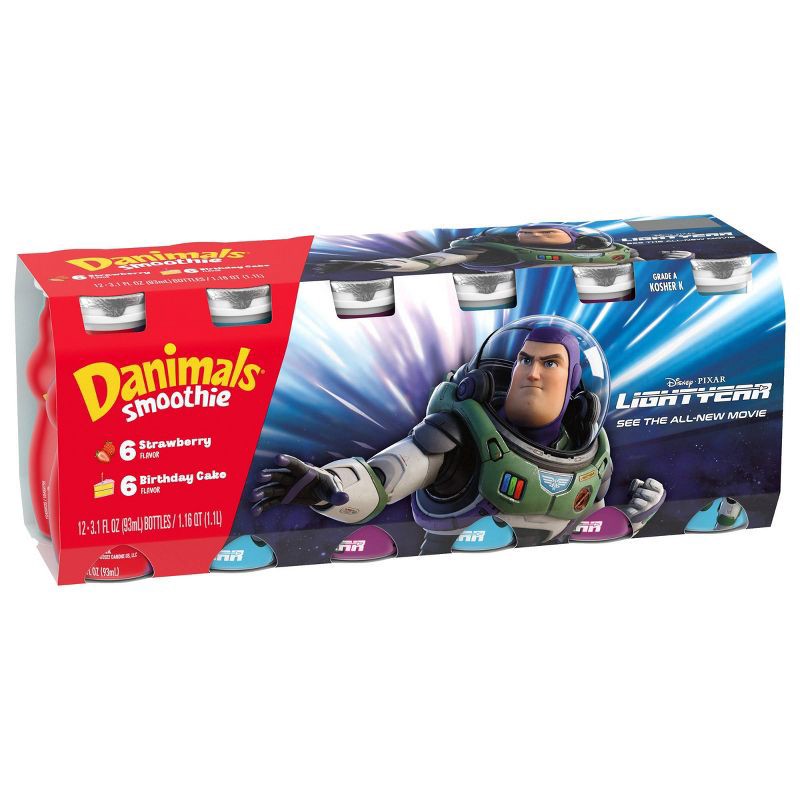 slide 14 of 20, Danimals Strawberry & Birthday Cake Kids' Smoothies - 12ct/3.1 fl oz Bottles, 12 ct; 3.1 fl oz