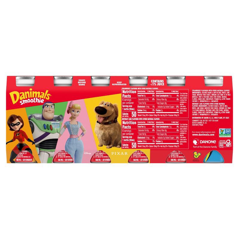 slide 11 of 20, Danimals Strawberry & Birthday Cake Kids' Smoothies - 12ct/3.1 fl oz Bottles, 12 ct; 3.1 fl oz