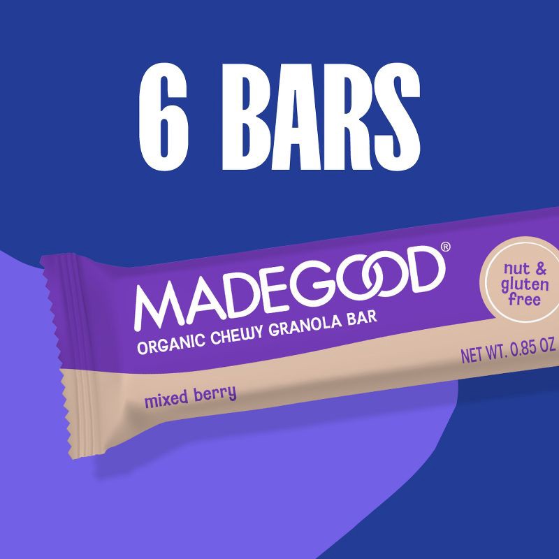 slide 3 of 8, MadeGood Mixed Berry Granola Bars - 5.1oz/6pk, 6 ct; 5.1 oz