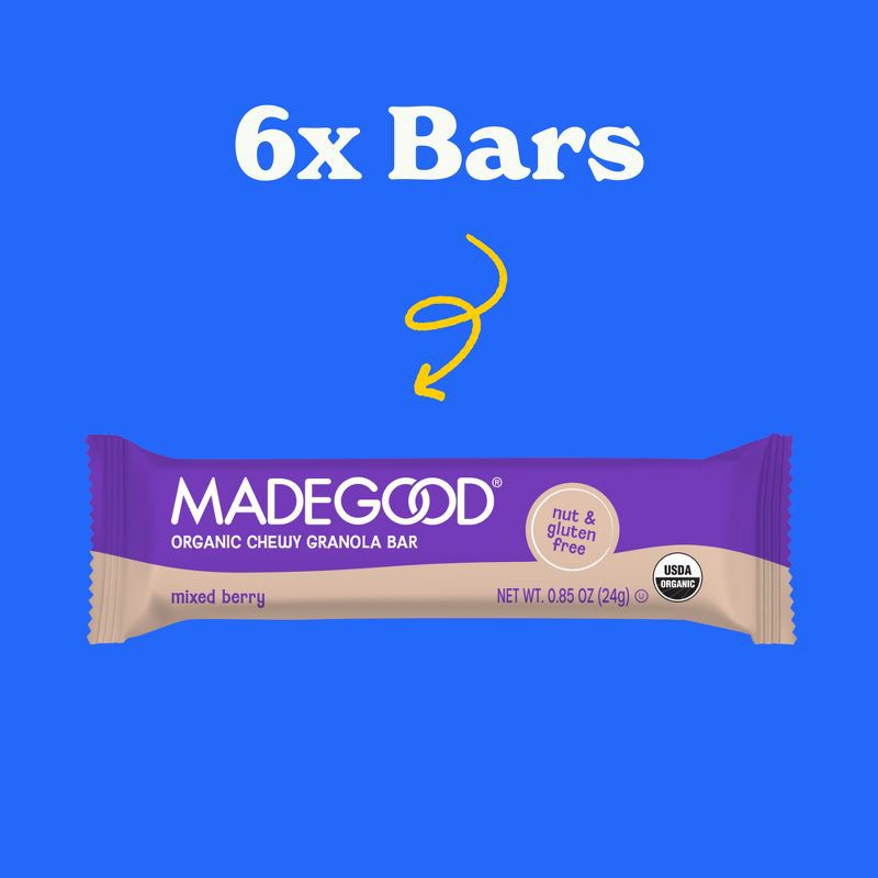 slide 3 of 8, MadeGood Mixed Berry Granola Bars - 5.1oz/6pk, 6 ct; 5.1 oz