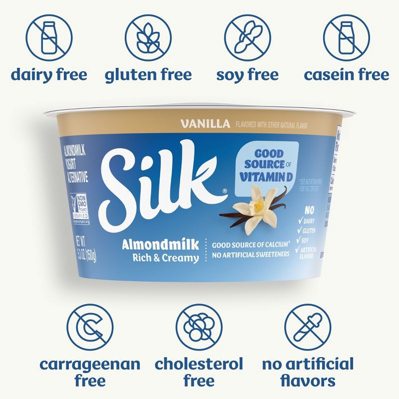 slide 2 of 12, Silk Vanilla Almond Milk Yogurt Alternative - 4ct/5.3oz Cups, 4 ct; 5.3 oz