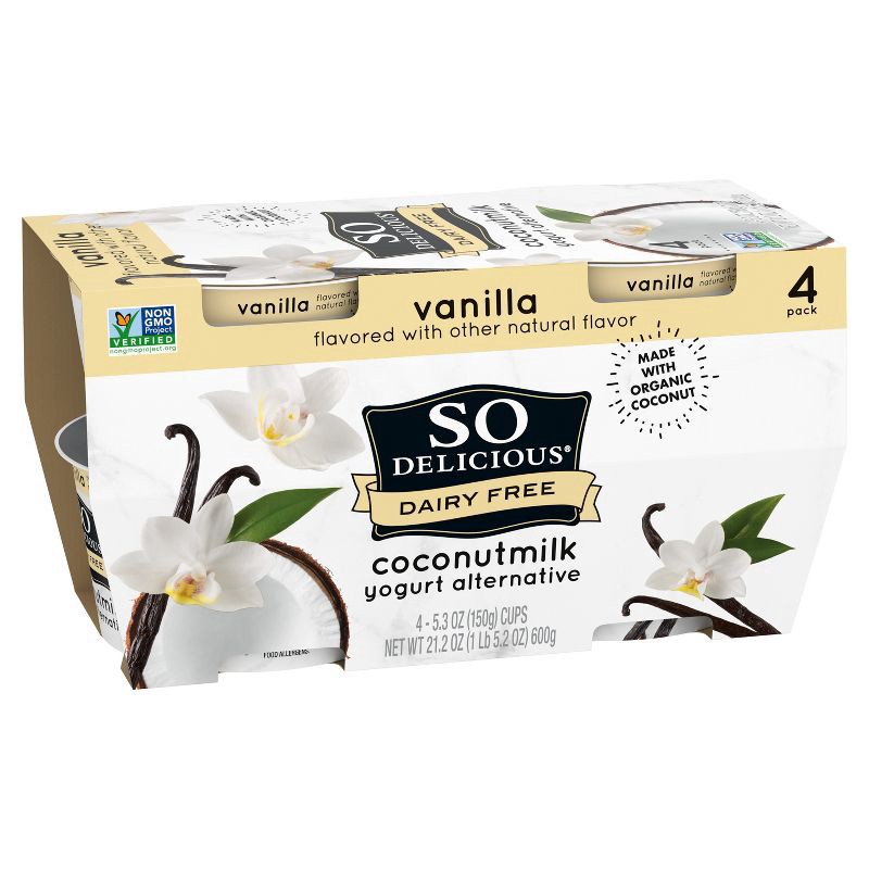 slide 2 of 9, So Delicious Dairy Free Vanilla Coconut Milk Yogurt - 4ct/5.3oz Cups, 4 ct; 5.3 oz