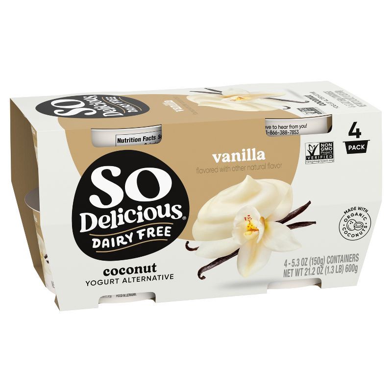 slide 10 of 11, So Delicious Dairy Free Vanilla Coconut Milk Yogurt - 4ct/5.3oz Cups, 4 ct; 5.3 oz