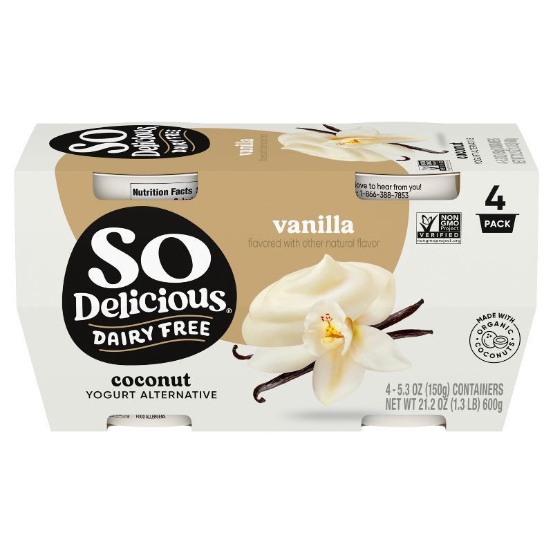 slide 1 of 11, So Delicious Dairy Free Vanilla Coconut Milk Yogurt - 4ct/5.3oz Cups, 4 ct; 5.3 oz