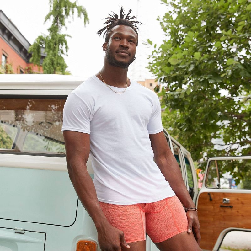 slide 4 of 7, Hanes Men's Moisture-Wicking Crew Neck Undershirt 10pk - White XL: Cotton, Lightweight, Tagless, Breathable, Short Sleeve, 10 ct