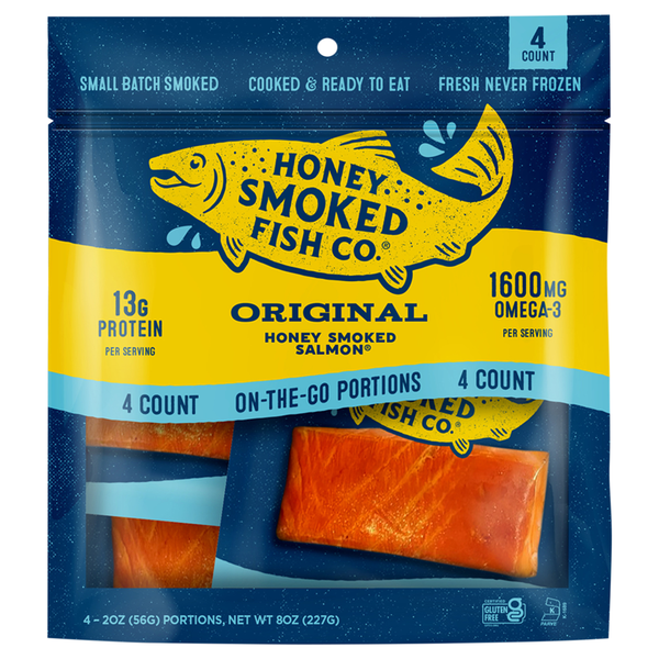 slide 1 of 1, Honey Smoked Fish Co. On-the-Go Original Honey Smoked Salmon - 4 ct Fresh, 4 ct; 8 oz