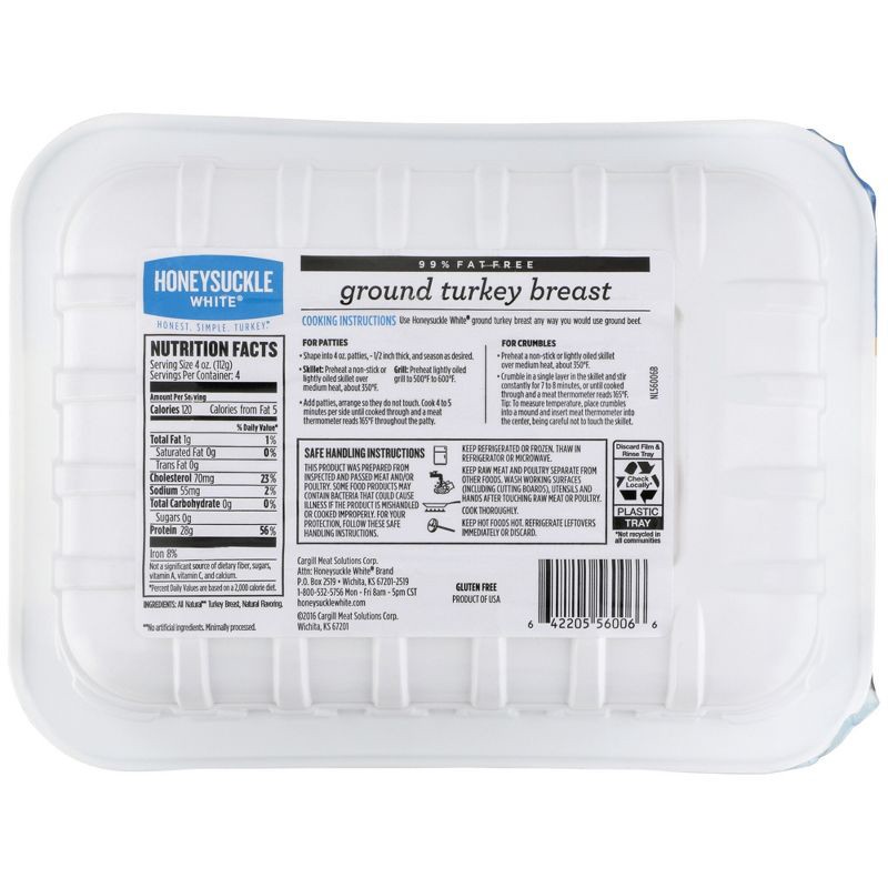 slide 4 of 4, Honeysuckle White Fresh 99% Lean Ground Turkey Breast - 1lb, 1 lb