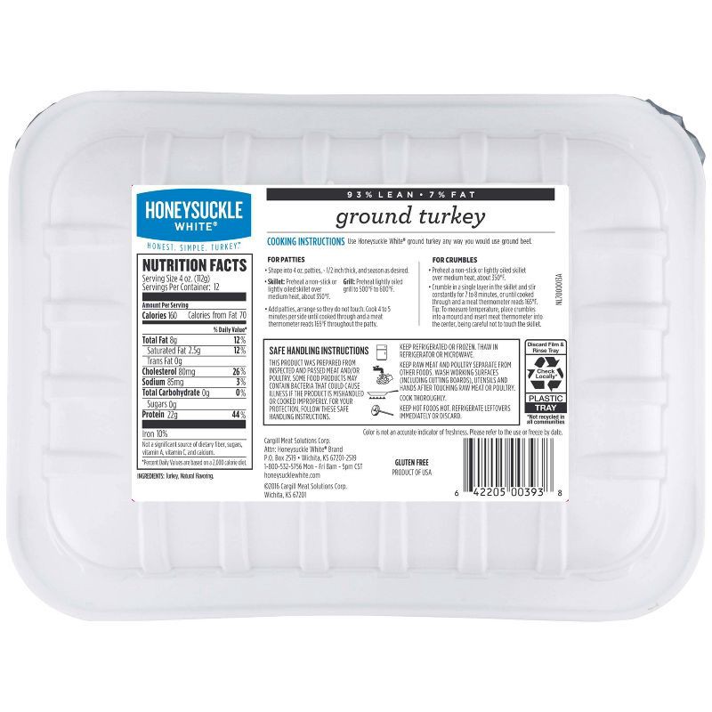 slide 2 of 4, Honeysuckle White Fresh 93% Lean Ground Turkey - 3lbs, 3 lb