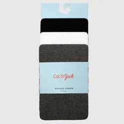 Baby Girls' 3pk Nylon Tights - Cat & Jack™ Navy/White/Gray 12-24M