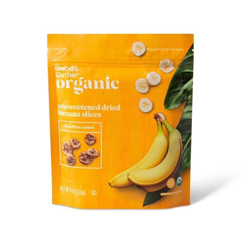 slide 1 of 3, Organic Dried Unsweetened Banana Slices - 4oz - Good & Gather™, 4 oz