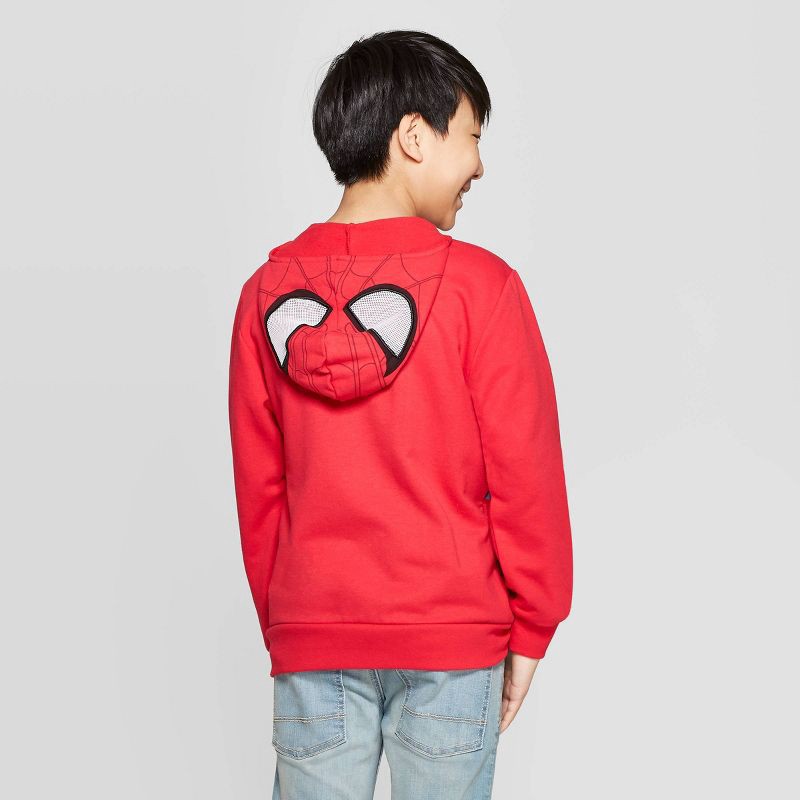 slide 2 of 4, Boys' Spider-Man Costume Fleece Sweatshirt - Red S, 1 ct