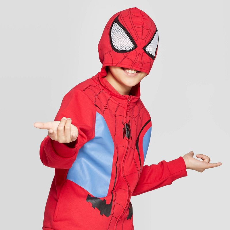 slide 4 of 4, Boys' Spider-Man Costume Fleece Sweatshirt - Red S, 1 ct