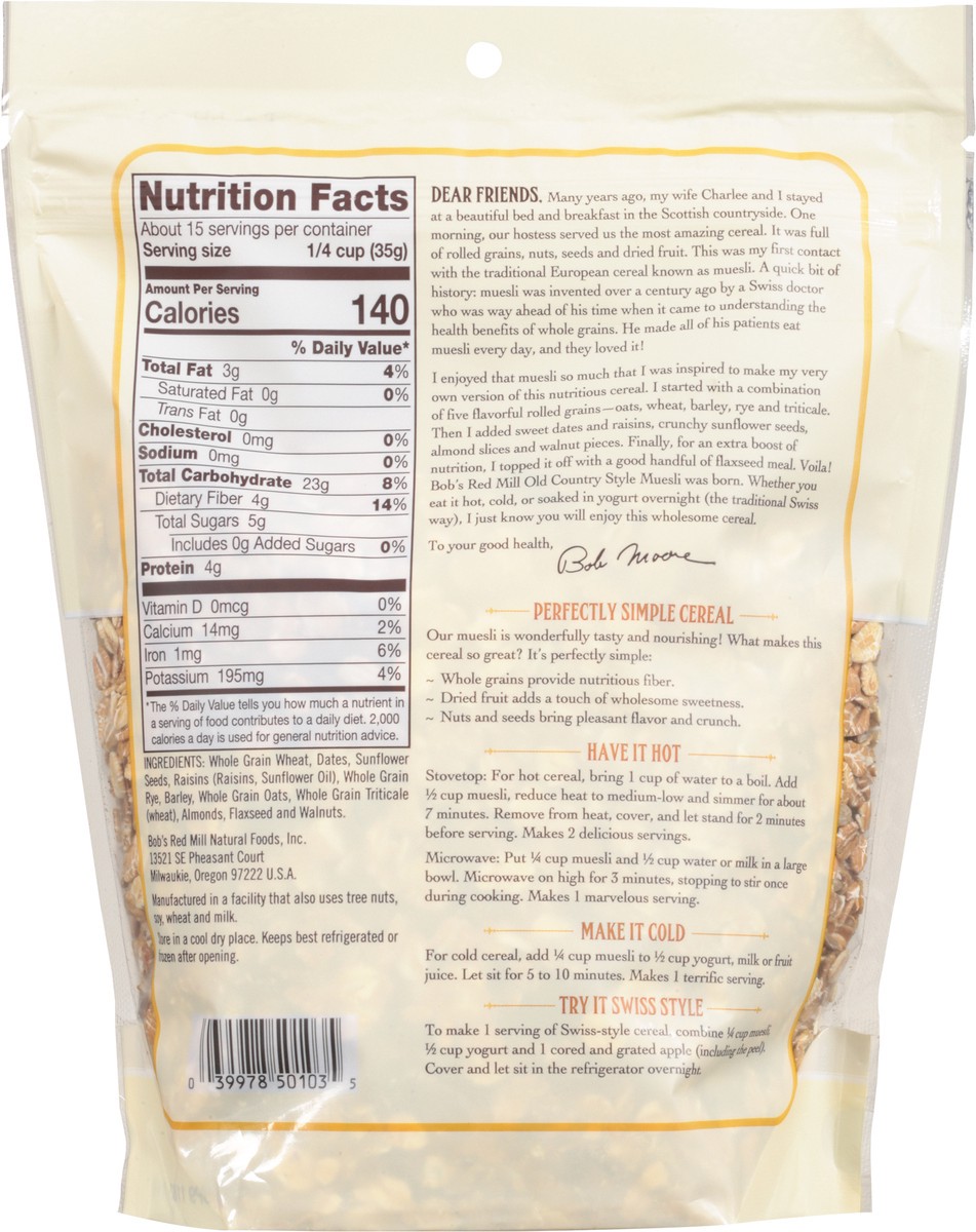 slide 6 of 9, Bob's Red Mill Old Country Style Muesli 18 oz, 18 oz