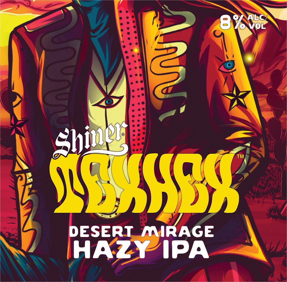 slide 8 of 10, Shiner Tex Hex Desert Mirage Hazy IPA Beer, Shiner Craft Beer, 6 Pack, 12 fl oz Cans, 8.0% ABV, 12 fl oz