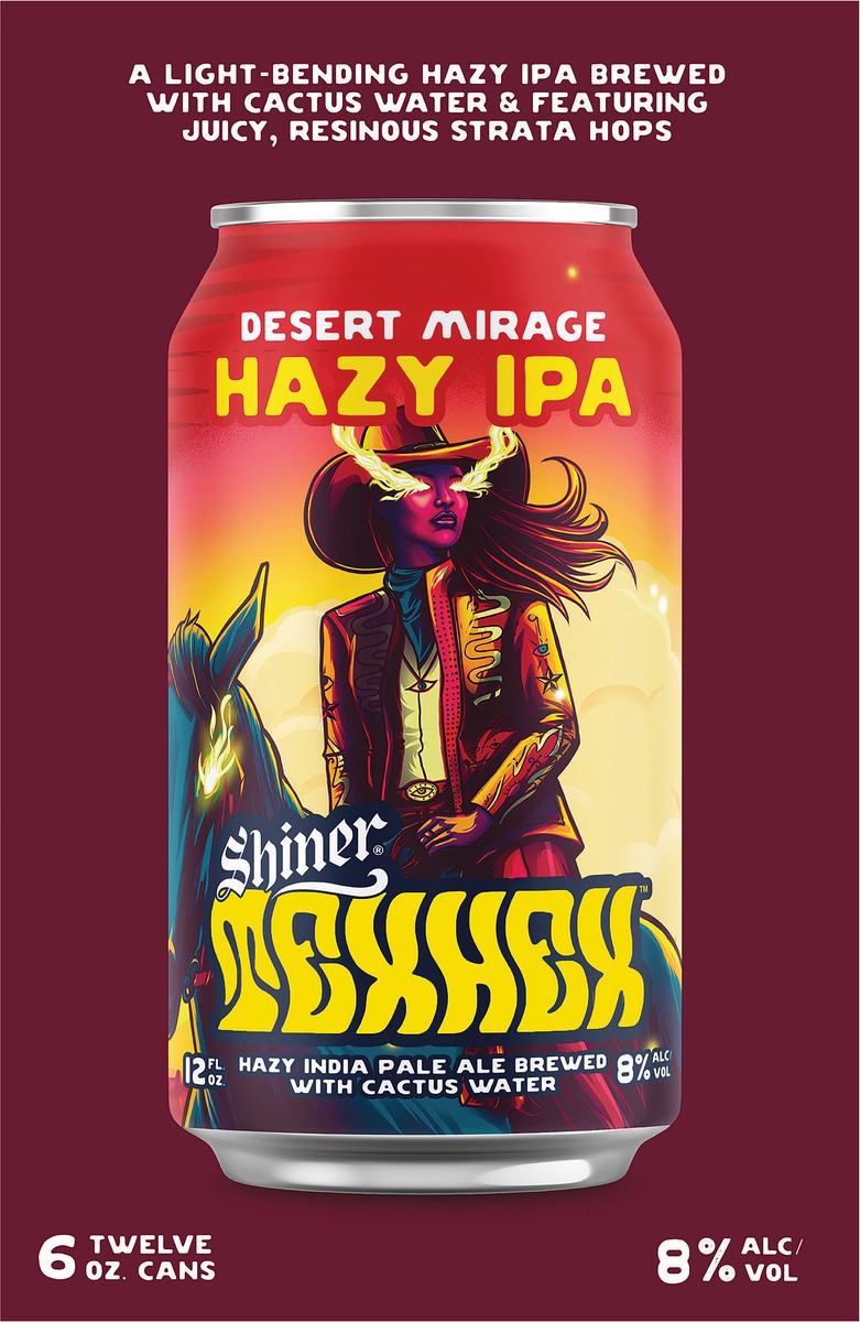 slide 7 of 10, Shiner Tex Hex Desert Mirage Hazy IPA Beer, Shiner Craft Beer, 6 Pack, 12 fl oz Cans, 8.0% ABV, 12 fl oz