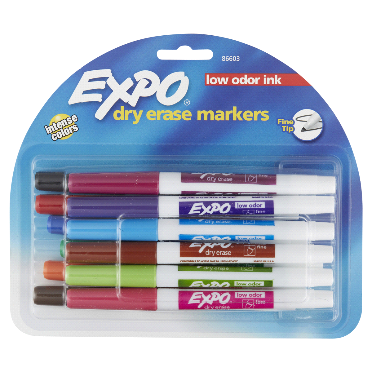 slide 1 of 1, EXPO Low Odor Dry Erase Marker Fine Point Assorted, 12 ct