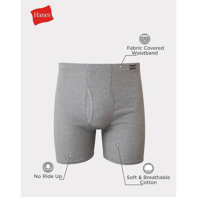 slide 4 of 5, Hanes Men's ComfortSoft Waistband Moisture-Wicking Cotton Boxer Briefs 10pk - Blue XL: Tagless, Breathable, Mid Rise, Pull-On, 10 ct