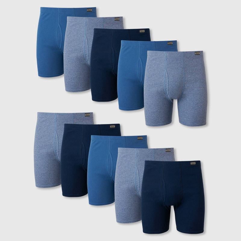 slide 1 of 5, Hanes Men's ComfortSoft Waistband Moisture-Wicking Cotton Boxer Briefs 10pk - Blue XL: Tagless, Breathable, Mid Rise, Pull-On, 10 ct