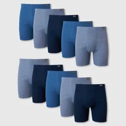 Hanes Men's ComfortSoft Waistband Moisture-Wicking Cotton Boxer Briefs 10pk  - Blue XL 10 ct