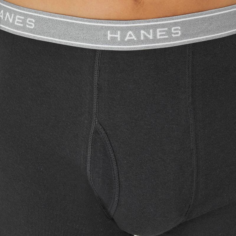 slide 3 of 8, Hanes Men's Super Value Moisture-Wicking Cotton Boxer Briefs 10pk - Black/Gray M: Tagless, Breathable, Mid Rise, 10 ct