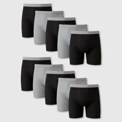 Hanes Men's Super Value Moisture-Wicking Cotton Boxer Briefs 10pk - Black/Gray S: Tagless, Breathable, Mid Rise