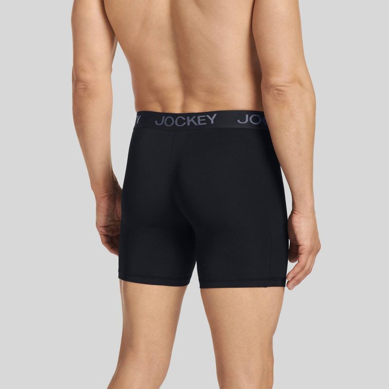 slide 2 of 7, Jockey Generation™ Men's Microfiber Stretch Long Leg 3pk Boxer Briefs - Black L: Moisture Wicking, Quick Drying, Tagless, 3 ct