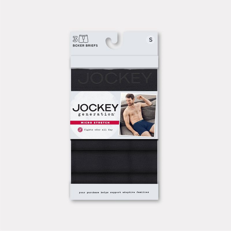slide 5 of 7, Jockey Generation™ Men's Microfiber Stretch Long Leg 3pk Boxer Briefs - Black L: Moisture Wicking, Quick Drying, Tagless, 3 ct