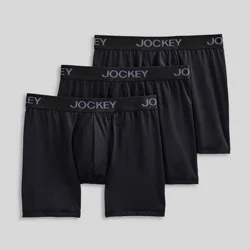 Jockey Generation™ Men's Microfiber Stretch Long Leg 3pk Boxer Briefs - Black XL: Moisture Wicking, Quick Drying
