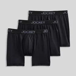 Jockey Generation™ Men's Microfiber Stretch Long Leg 3pk Boxer Briefs - Black XL: Moisture Wicking, Quick Drying