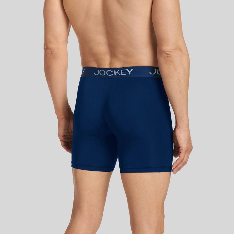 slide 3 of 3, Jockey Generation™ Men's Microfiber Stretch Long Leg 3pk Boxer Briefs - Gray/Black/Blue XL: Moisture Wicking, Quick Drying, 3 ct