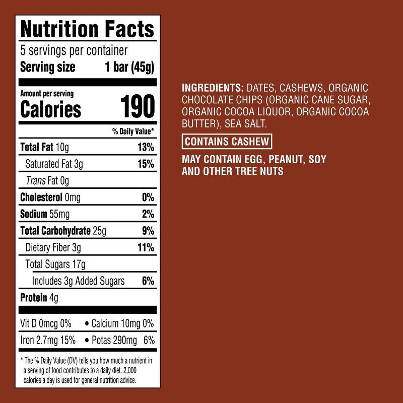 slide 4 of 4, Chocolate Chip Cookie Dough Nutrition Bars - 5ct - Good & Gather™, 5 ct