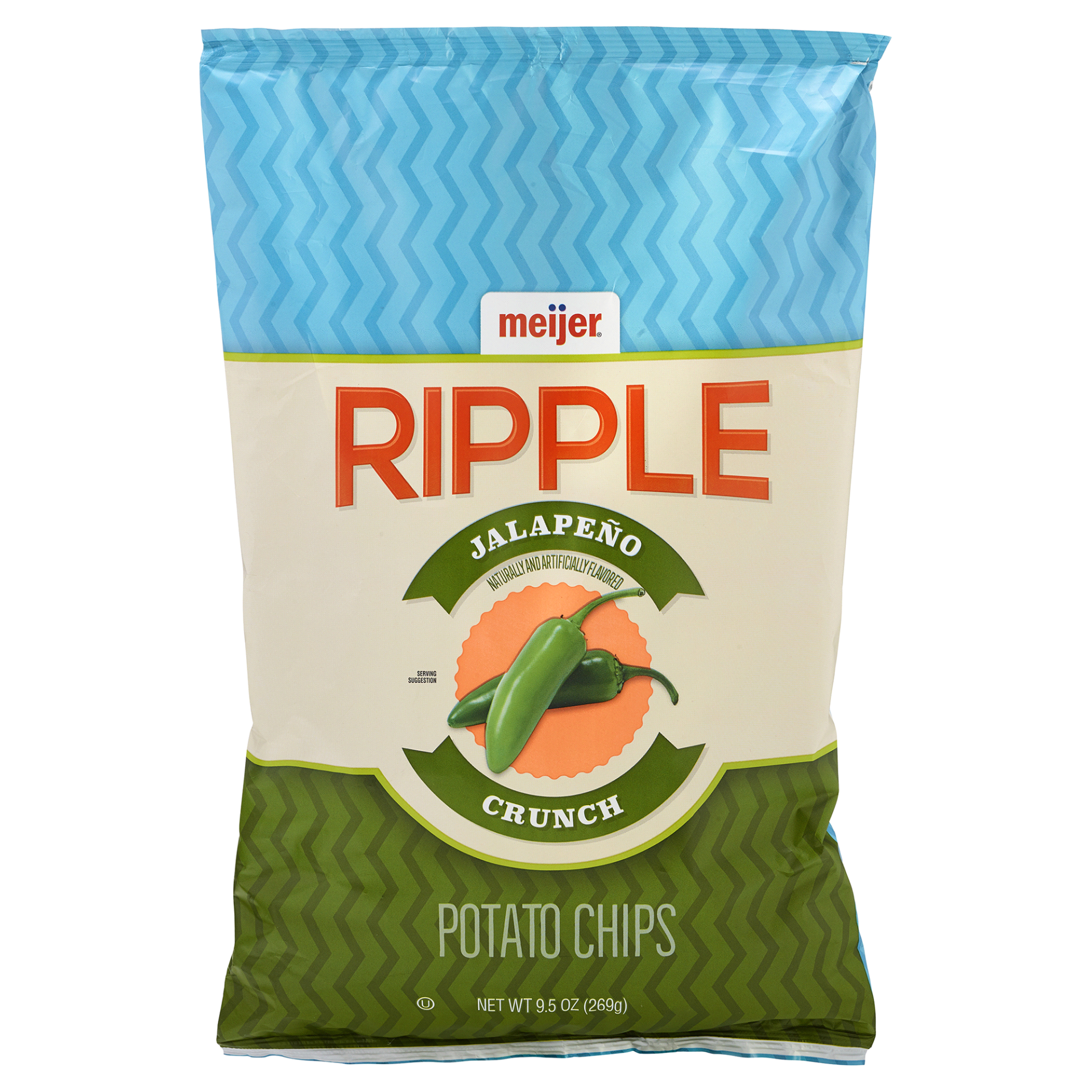 slide 1 of 2, Meijer Jalapeno Ripple Potato Chips, 9.5 oz