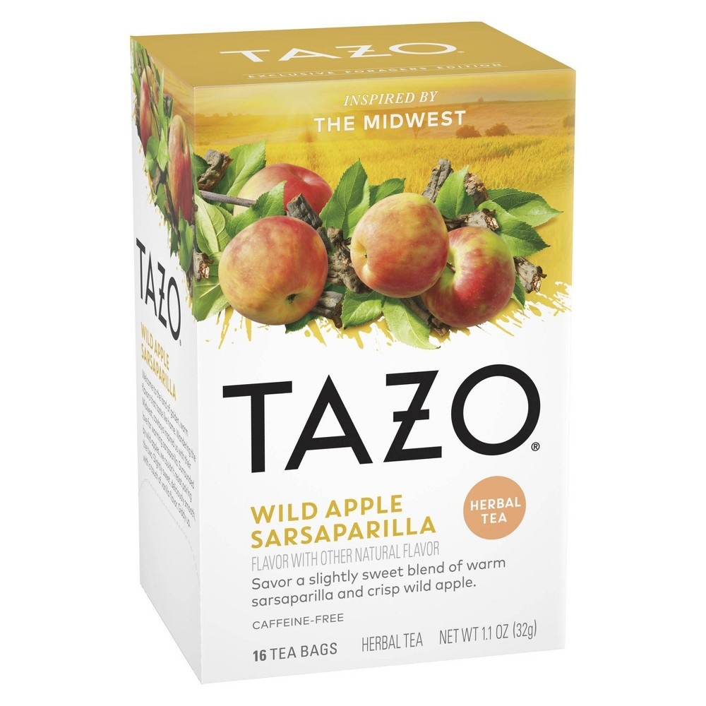 slide 5 of 5, Tazo Foragers Wild Apple Sarsaparilla Tea, 16 ct