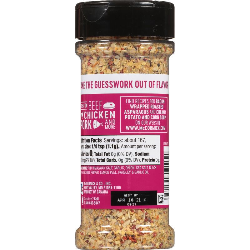 slide 3 of 10, McCormick Himalayan Pink Salt with Black Pepper and Garlic All Purpose Seasoning - 6.5oz, 6.5 oz