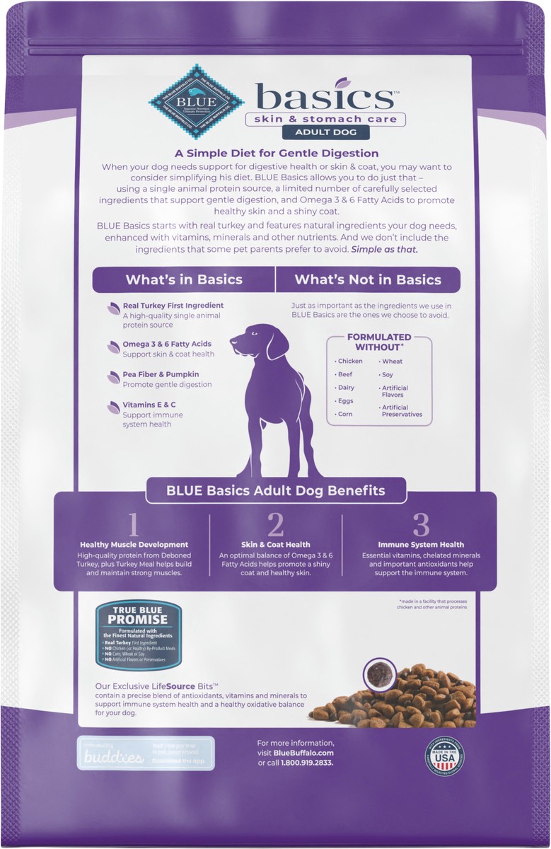 slide 5 of 9, Blue Buffalo Basics Limited Adult Dog Food, Turkey/Potato, 11 lb