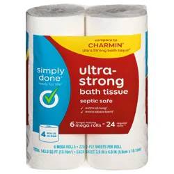 Simply Done Ultra-Strong 2-Ply Mega Rolls Bath Tissue - 6 Rolls