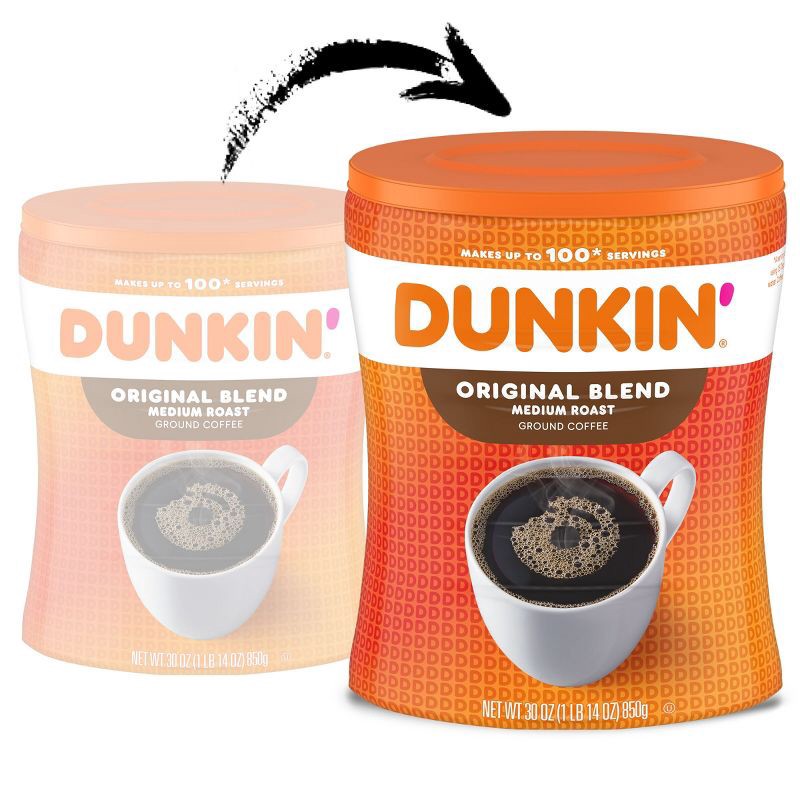 slide 2 of 4, Dunkin' Donuts Dunkin' Original Blend Medium Roast Ground Coffee Canister - 30oz, 30 oz