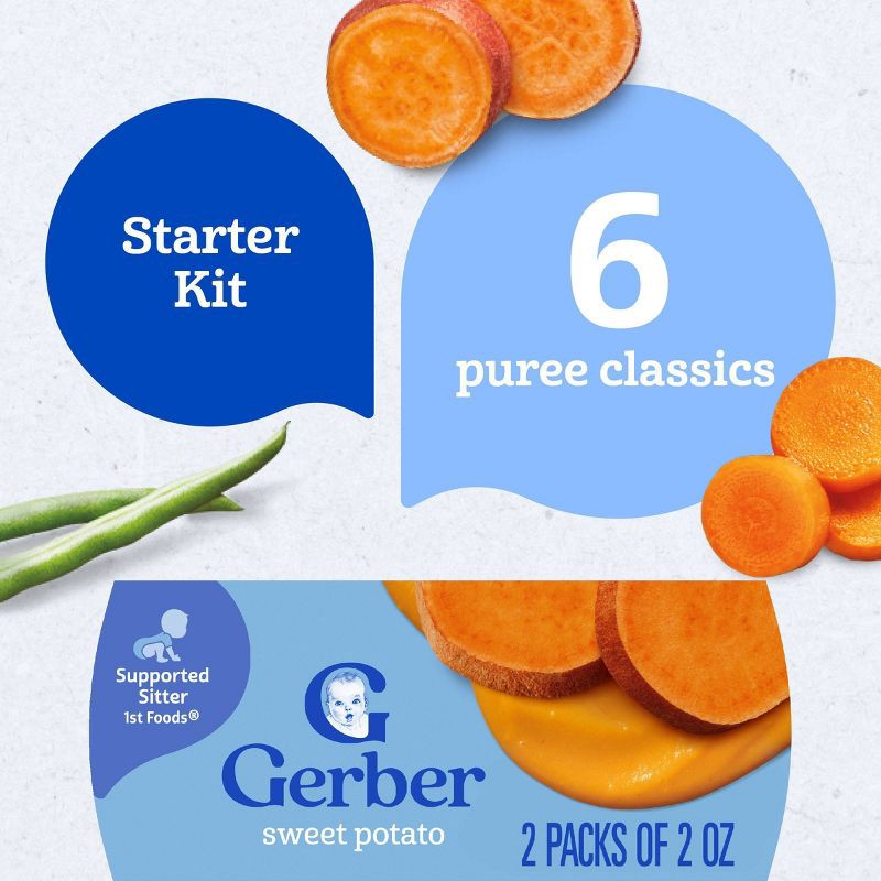 slide 5 of 10, Gerber Non-GMO Baby Food Stage 1 My 1st Veggies Starter Kit Puree Tubs 2oz/6pk, 6 ct; 2 oz