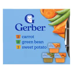 Gerber Non-GMO Baby Food Stage 1 My 1st Veggies Starter Kit Puree Tubs 2oz/6pk