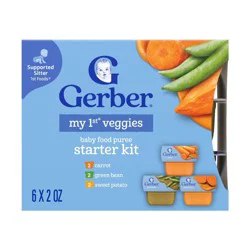 Gerber Baby Food Stage 1 My 1st Veggies Starter Kit Puree Tubs 2oz/6pk