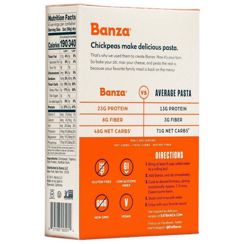 slide 3 of 4, Banza Gluten Free Chickpea Alphabet Pasta, 8 oz