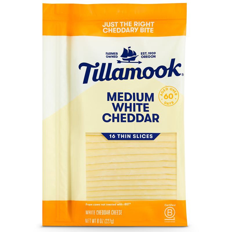 slide 1 of 7, Tillamook Medium White Cheddar Thin Cheese Slices - 8oz/16 slices, 8 oz