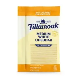 Tillamook Medium White Cheddar Thin Cheese Slices - 8oz/16 slices